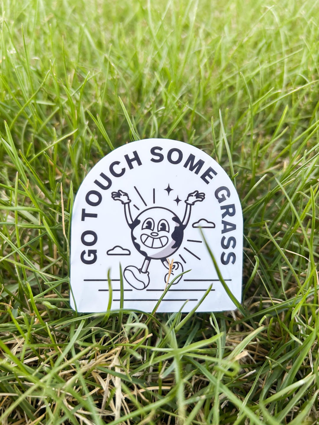 Go Touch Some Grass Vinyl Sticker | Silly Funny Meme Internet Retro ...