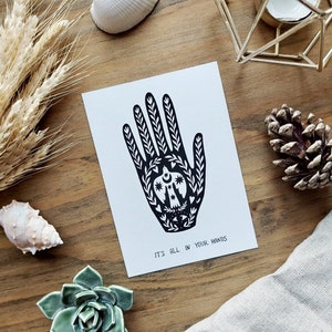 Cartolina "È tutto nelle tue mani" - Stampa protettiva della mano - Stampa artistica della mano magica
