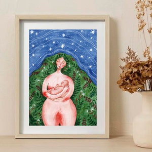 Feminine Goddess, Mother PRINTABLE ART, Mother Nature, Mother earth, Great Mother Illustration, Spiritual Art Poster, Divine feminine