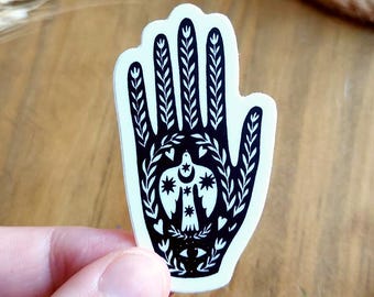 Naklejka Hamsa: wodoodporna naklejka winylowa na laptopa, butelkę z wodą