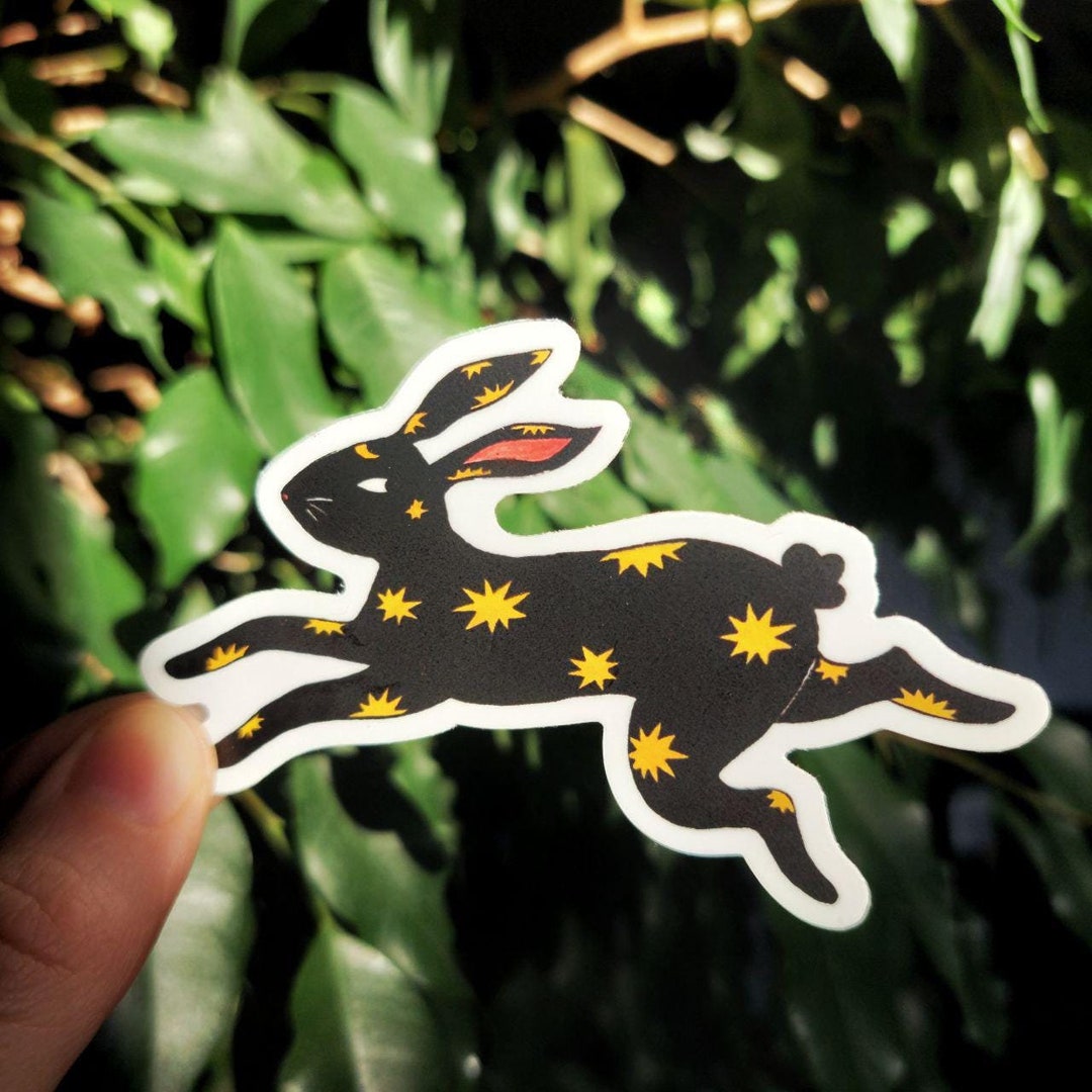 Hare Rabbit Vinyl Sticker// Weatherproof and Dishwasher Safe Vinyl ...