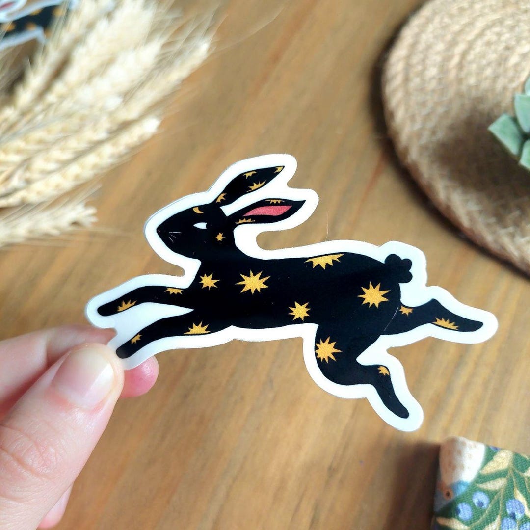 Starry Rabbit Vinyl Sticker: Weatherproof Die-cut Bunny Decal - Etsy