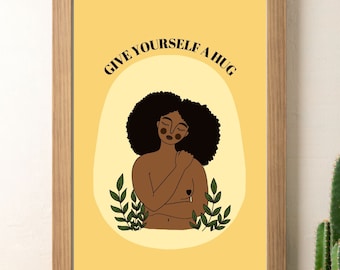 Self Love Art Print, Black Woman Illustration (Digital Download)