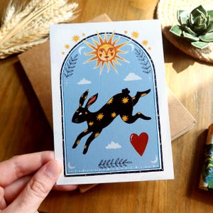 Postcard Starry Rabbit, Hare Tarot art print, art postcard
