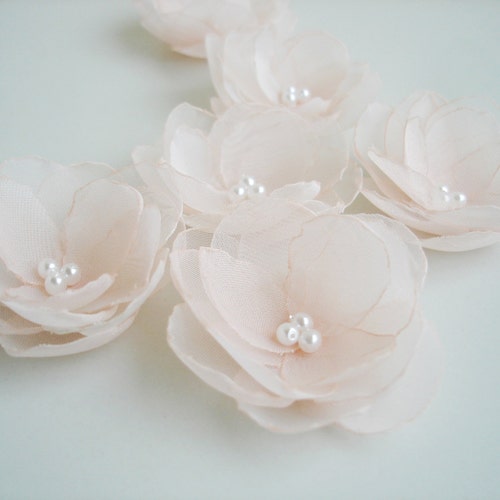 Blush Flower Clip Flower Girl Hair Flowers Pale Pink Flower Etsy