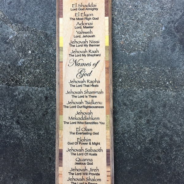 Names of God Hardwood Bookmark