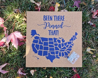 Been There Pinned That Map! Push Pin Cork Travel Map of the United States - Pinnable Cork Map of the USA - Travel Map