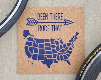 Been There RODE That with Option Frame - 50 State Cycling Gift - United States Motorcycle Travel Map / Ride the USA - Includes 50 Pins!