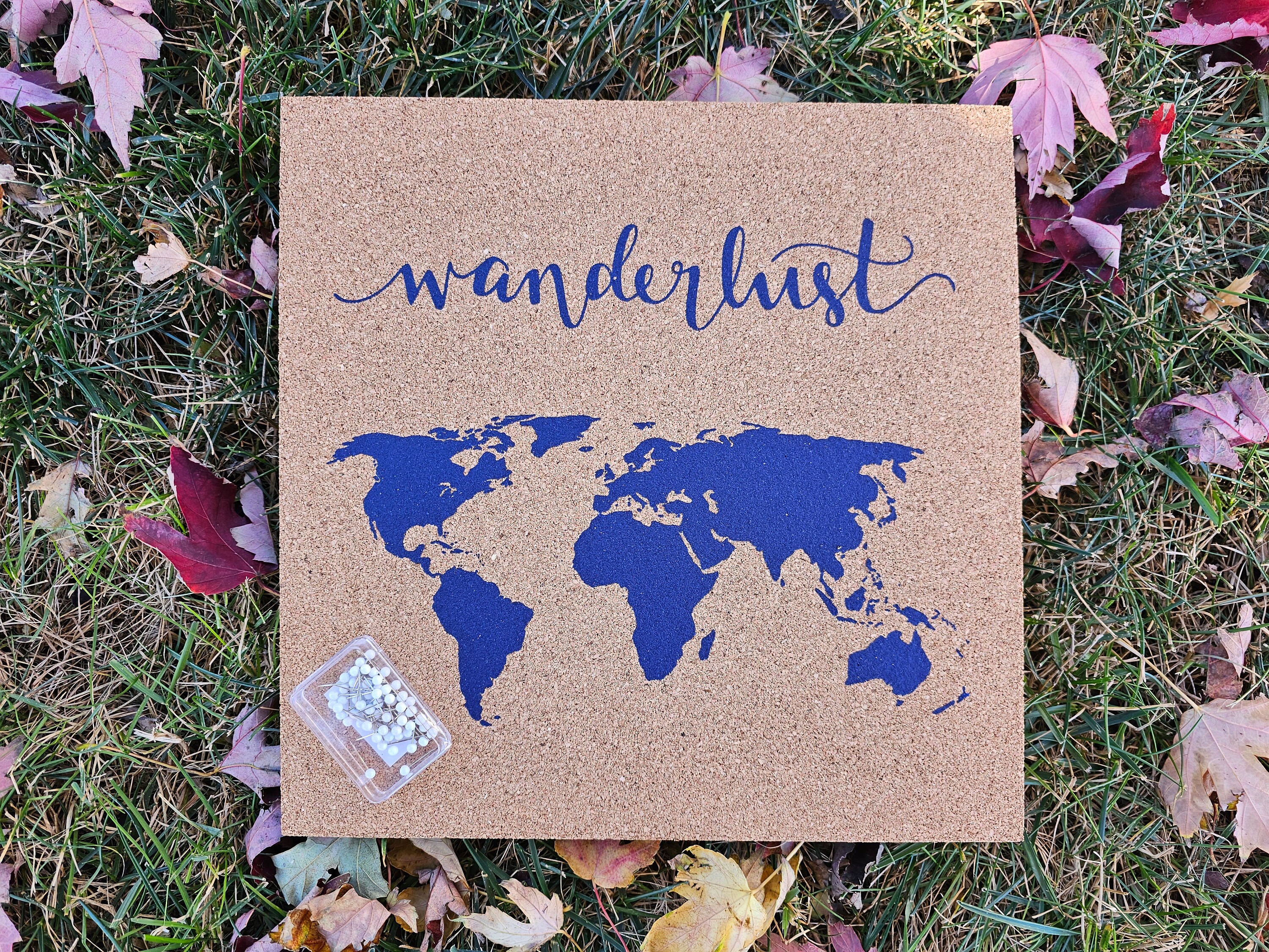 Wanderlust Map! Push Pin Cork Travel Map of the World - Pinnable Cork ...