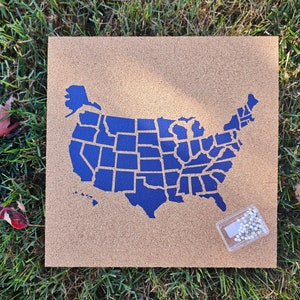Push Pin Cork Travel Map of the United States