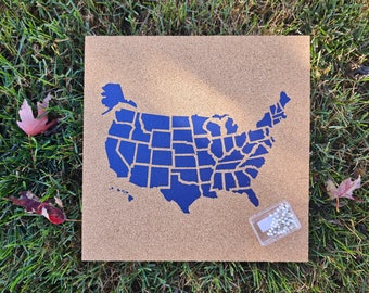 Push Pin Cork Travel Map of the United States