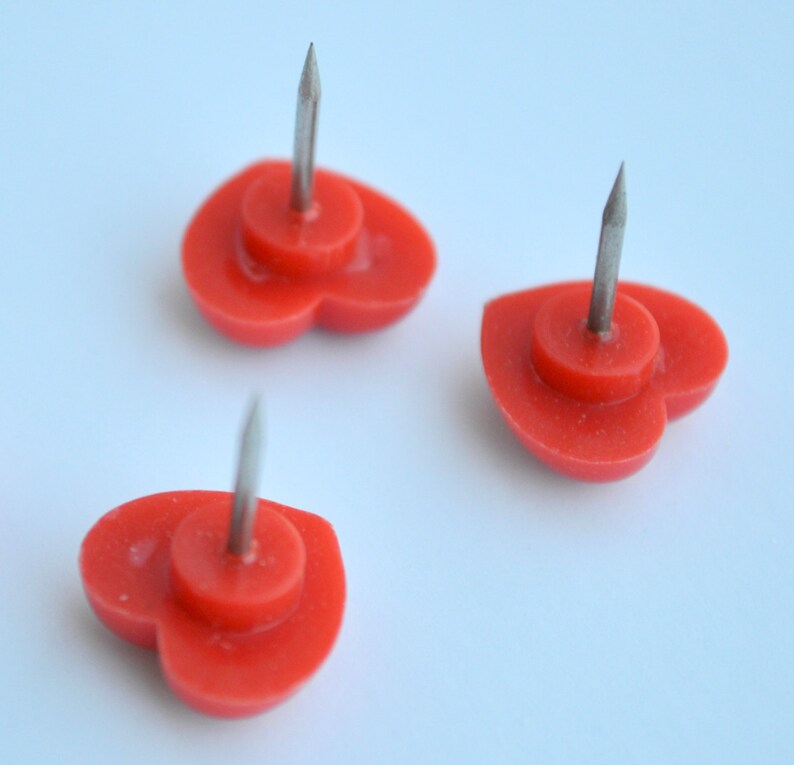 Heart Push Pins Set of 5 Shaped Thumb Tacks for Travel Cork Etsy