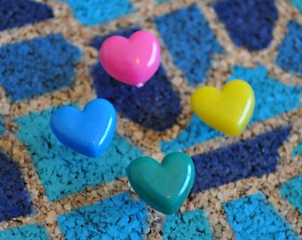 Add-On Heart Push Pins (Set of 5) Shaped Thumb Tacks - Must Purchase With a Map