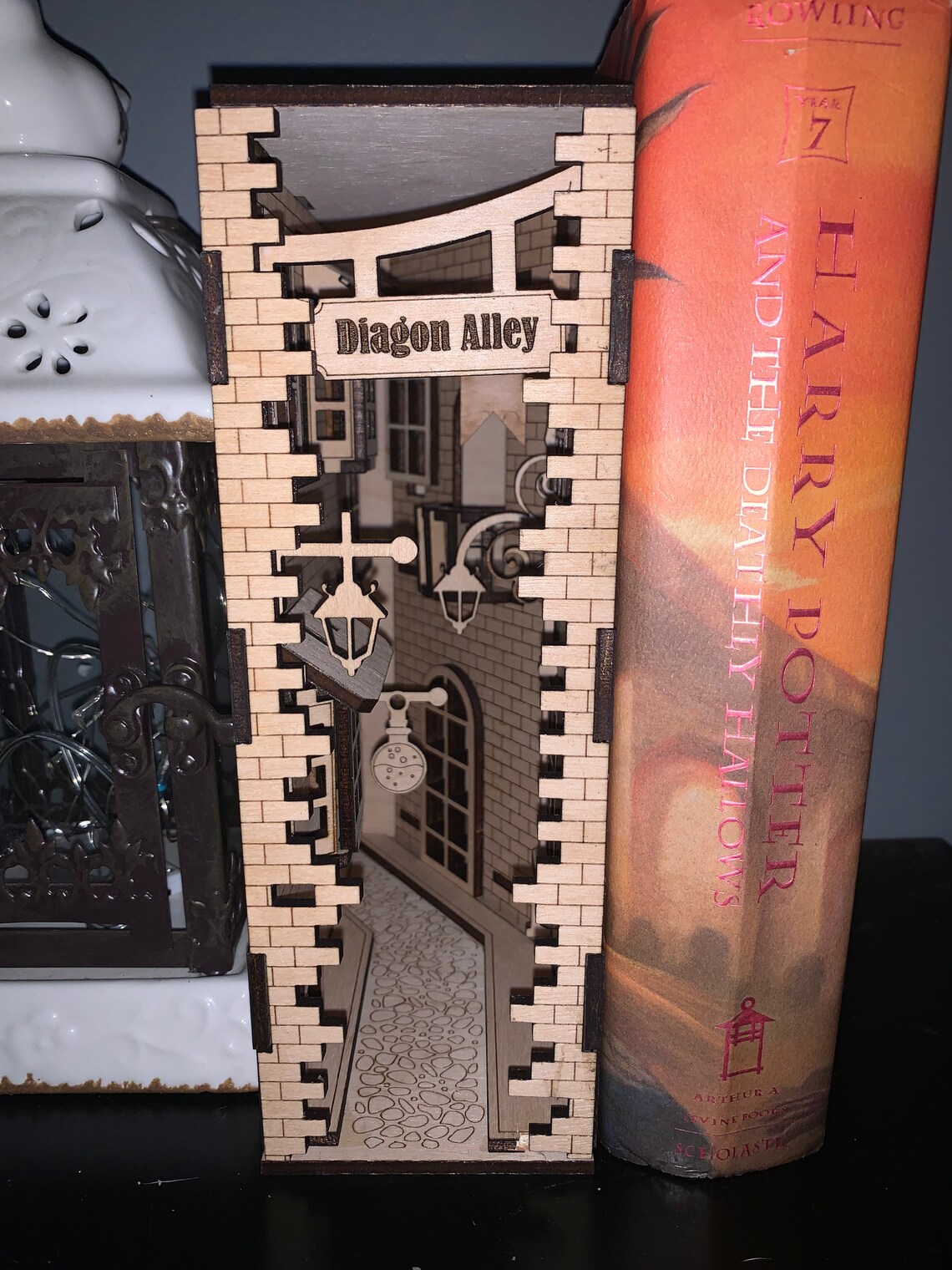 Diagon Alley Book Nook Bookshelf Ornament Wizard Street Etsy
