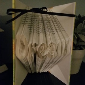 Folded book art, Custom Name or Date, Petrock Font, book sculpture, unique gift, wedding gift, gift for her, book lover, bridal shower gift image 3