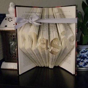 Folded book art, Custom Name or Date, Petrock Font, book sculpture, unique gift, wedding gift, gift for her, book lover, bridal shower gift image 4