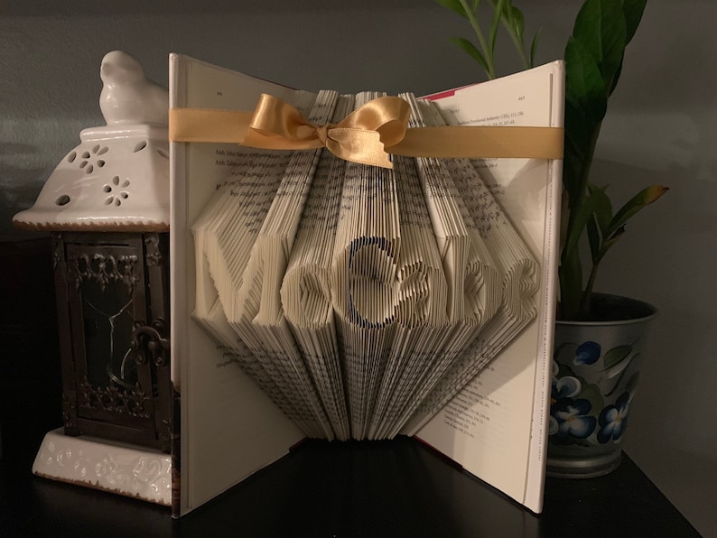 Custom folded book art, Custom Name, Timeless Font, book sculpture, unique gift, wedding gift, gift for her, book lover, bridal shower gift image 4