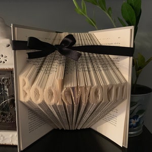 Custom folded book art, Custom Name, Timeless Font, book sculpture, unique gift, wedding gift, gift for her, book lover, bridal shower gift image 3