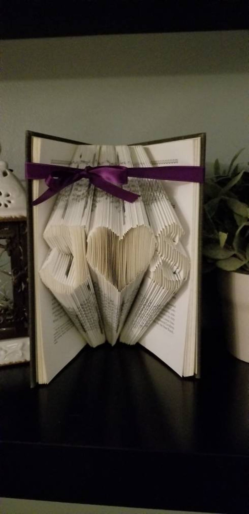 Folded book art, Custom Name or Date, Petrock Font, book sculpture, unique gift, wedding gift, gift for her, book lover, bridal shower gift image 8