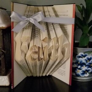 Folded book art, Custom Name or Date, Petrock Font, book sculpture, unique gift, wedding gift, gift for her, book lover, bridal shower gift image 5