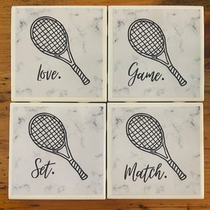 Tennis Racket Ceramic Coasters - Set of 4 - Tennis Lover Gift