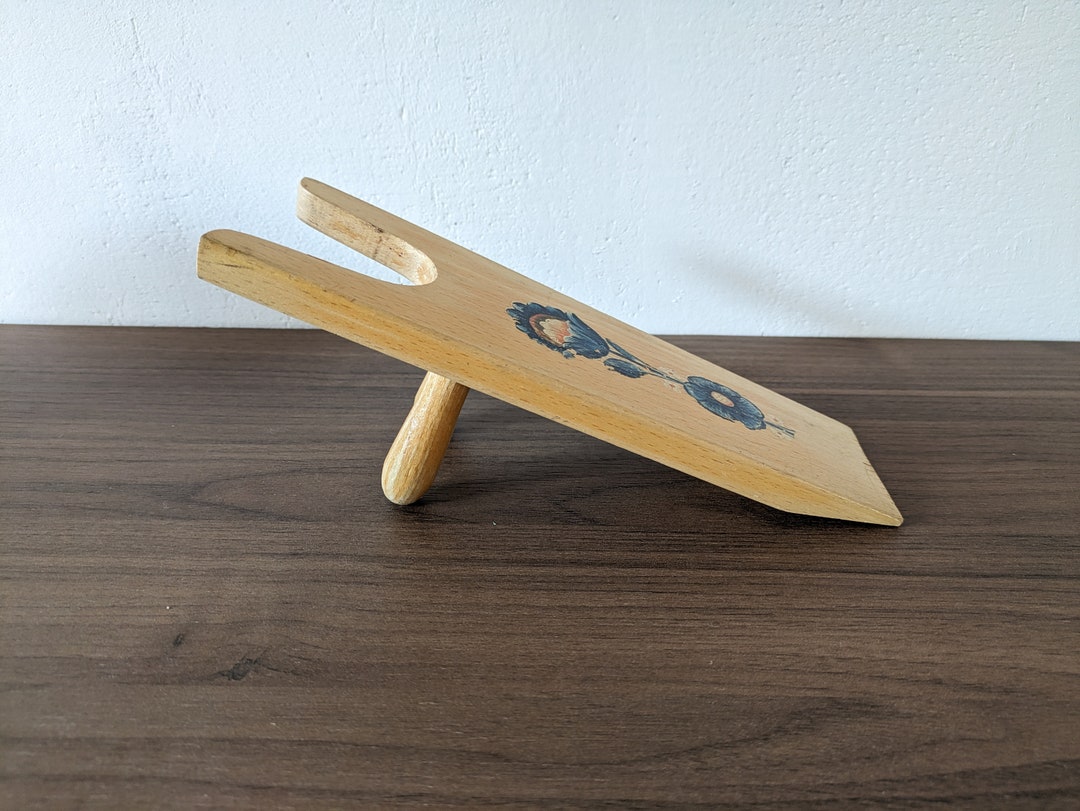 Vintage Wooden Boot Jack Puller Shoe Remover With Blue Flower Etsy