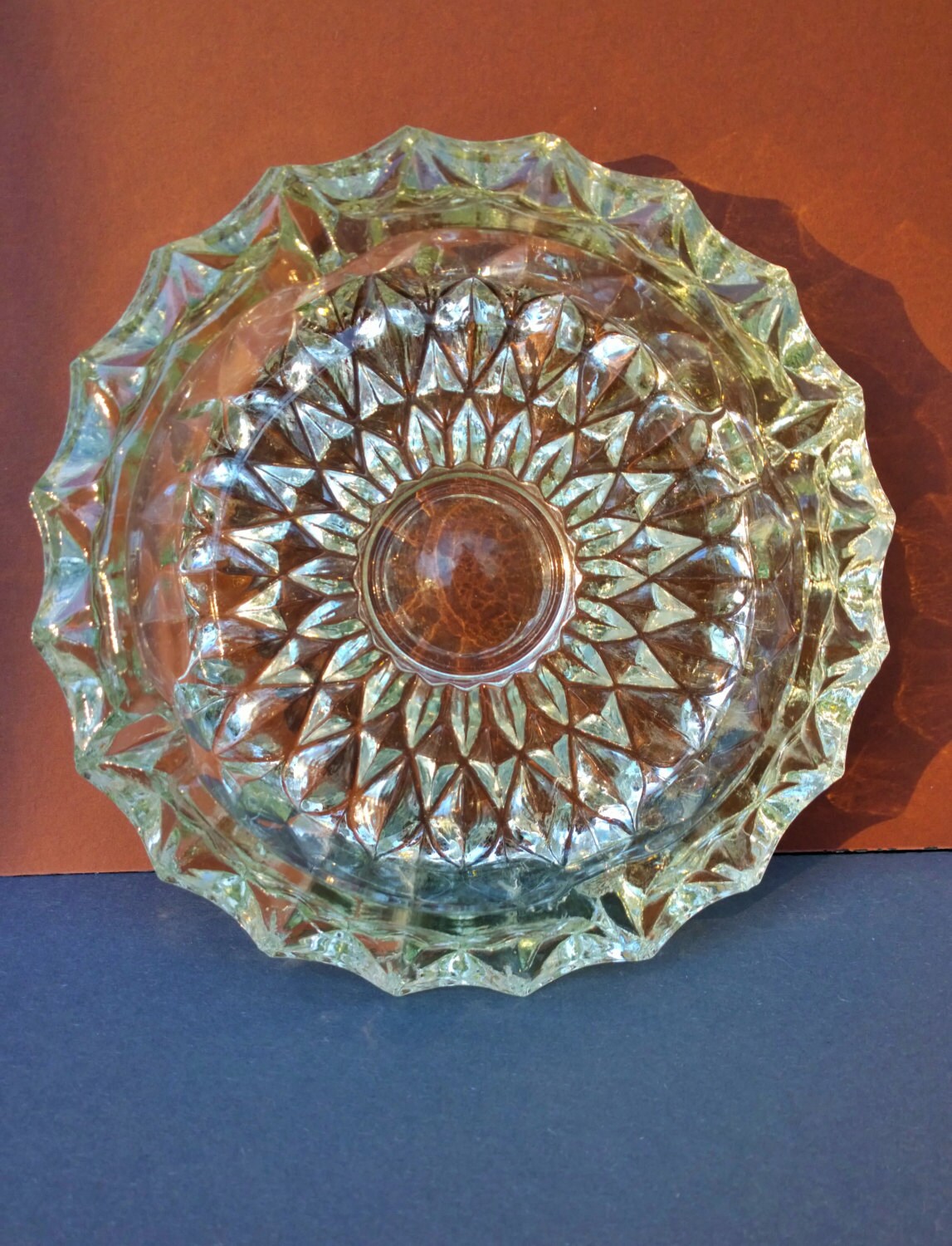 Vintage thick glass ashtray/1980s glass ashtray/Round Etsy