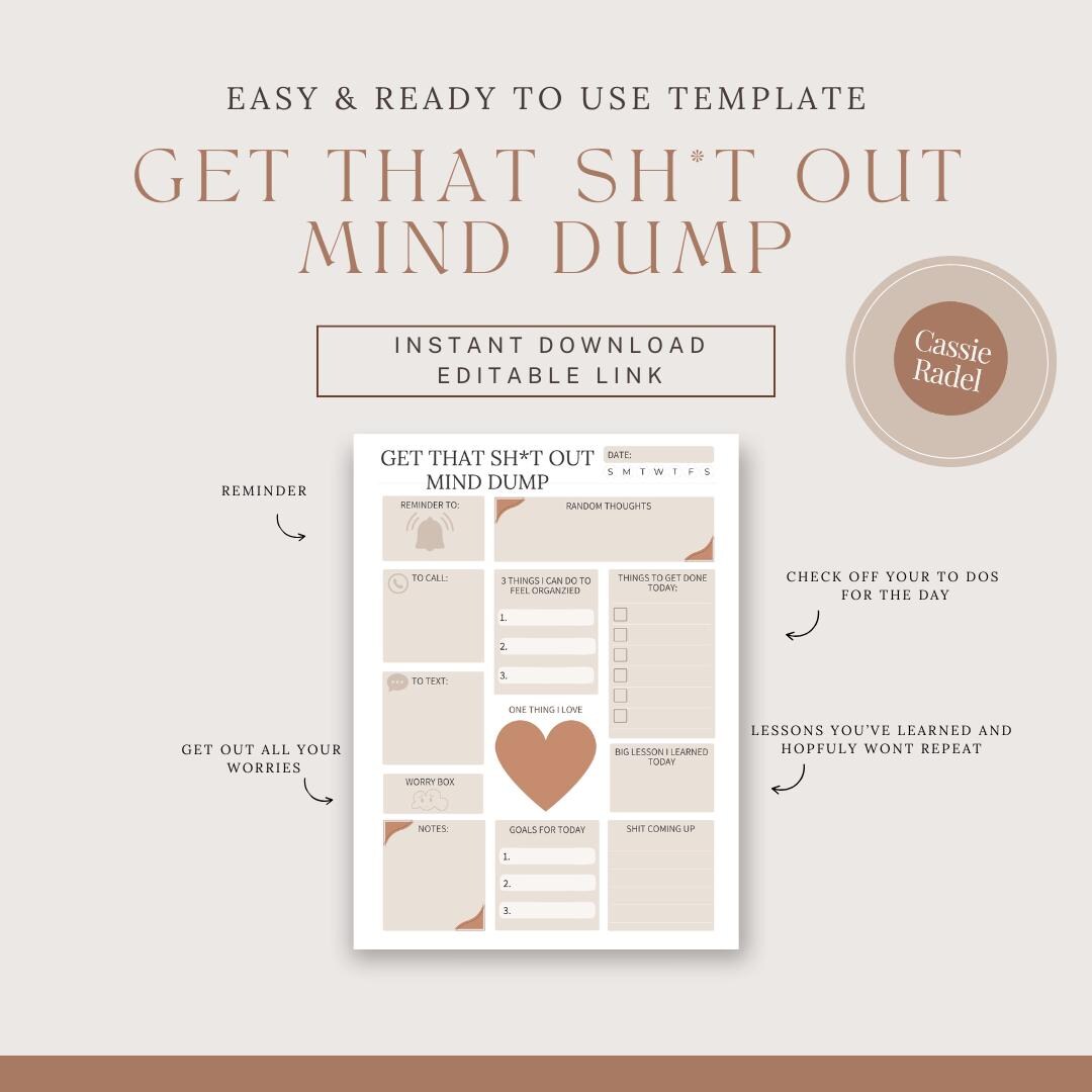 Mind Dump Printable Worksheet | Brain Dump for Mental Clarity | Get ...
