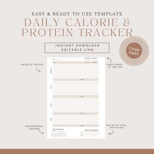 Daily Food Tracker Printable | Calorie & Protein Log | Meal and Water Tracker PDF | Fitness Nutrition Planner