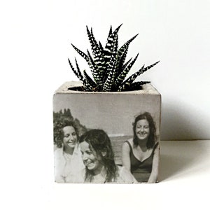 Custom Photo Concrete Planter, Personalized Gift For Mom, Home Decor, Custom Portrait On Plant Pot, Handmade Gift For Mom, Mothers Day Gift image 6