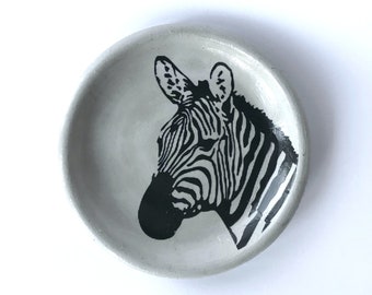 LARGE Zebra Printed Concrete Ring Dish, Jewelry Tray, Concrete Jewelry Storage, Bridesmaid Gifts, Concrete Ring Holder, Wedding Favors
