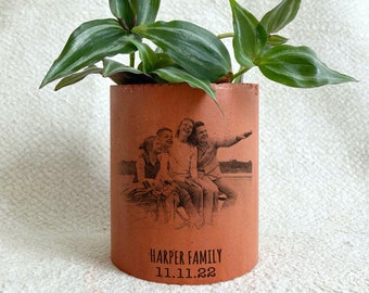 Custom Photo On Terra Cotta Planter, Terracotta Pot With Your Photo, Personalized Gift, Family Portrait Gift, Mothers Day Gift, Grandma Gift