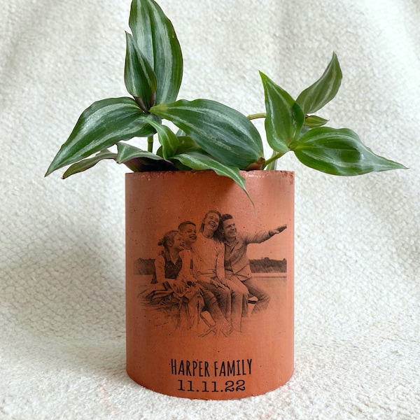 Custom Photo On Terra Cotta Planter, Terracotta Pot With Your Photo, Personalized Gift, Family Portrait Gift, Mothers Day Gift, Grandma Gift