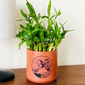 Terracotta Planter with Your Photo, Personalized Gift, Handmade Terracotta Planter, Birthday Gift, Family Portrait Gift, Housewarming Gift