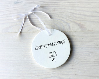 Christmas Hugs Christmas Ornament, Christmas Tree Ornament, Tree Decoration, Christmas Tree Decor, Christmas Gift Tags, Christmas Ornament