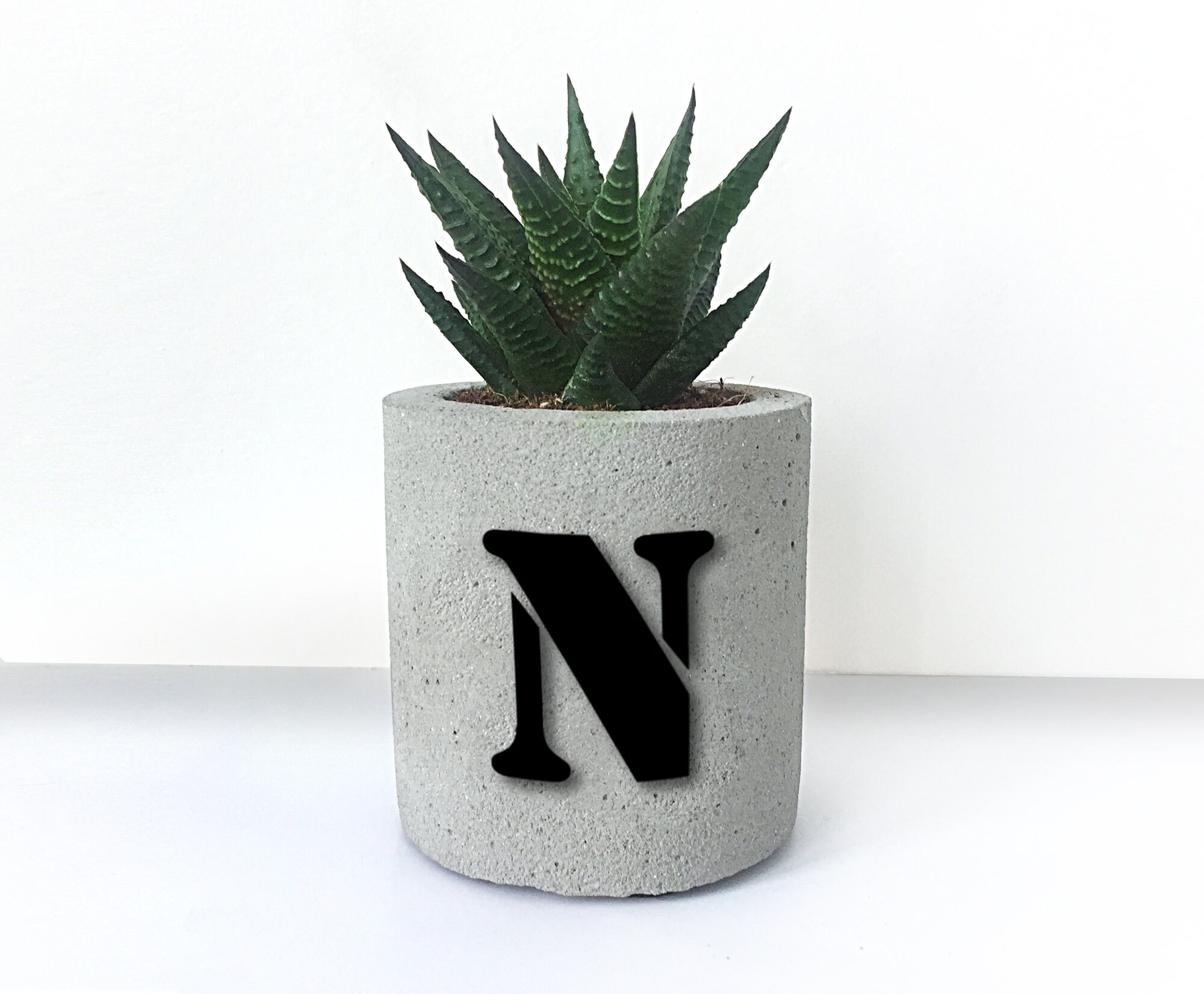 Monogram Concrete Planter: Personalized Initial Flower Pot - Etsy