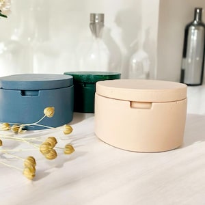 Concrete Salt Cellar With Lid, Lidded Storage Box, Housewarming Gift, Minimalist Home Decor, Jewelry Box, Bridesmaid Gift