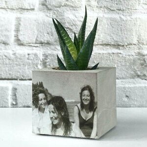 Multiple Photo On Concrete Planter, Customizable Gift, Minimalist Pot With Your Photos, Handmade Gift For Her, Personalized Bridesmaid Gift image 6