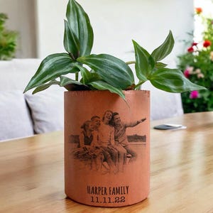 Custom Photo On Terracotta Planter, Personalized Anniversary Gift, Father's Day Gift, Personalized Dad Gift, New Dad Gift, Grandpa Gift