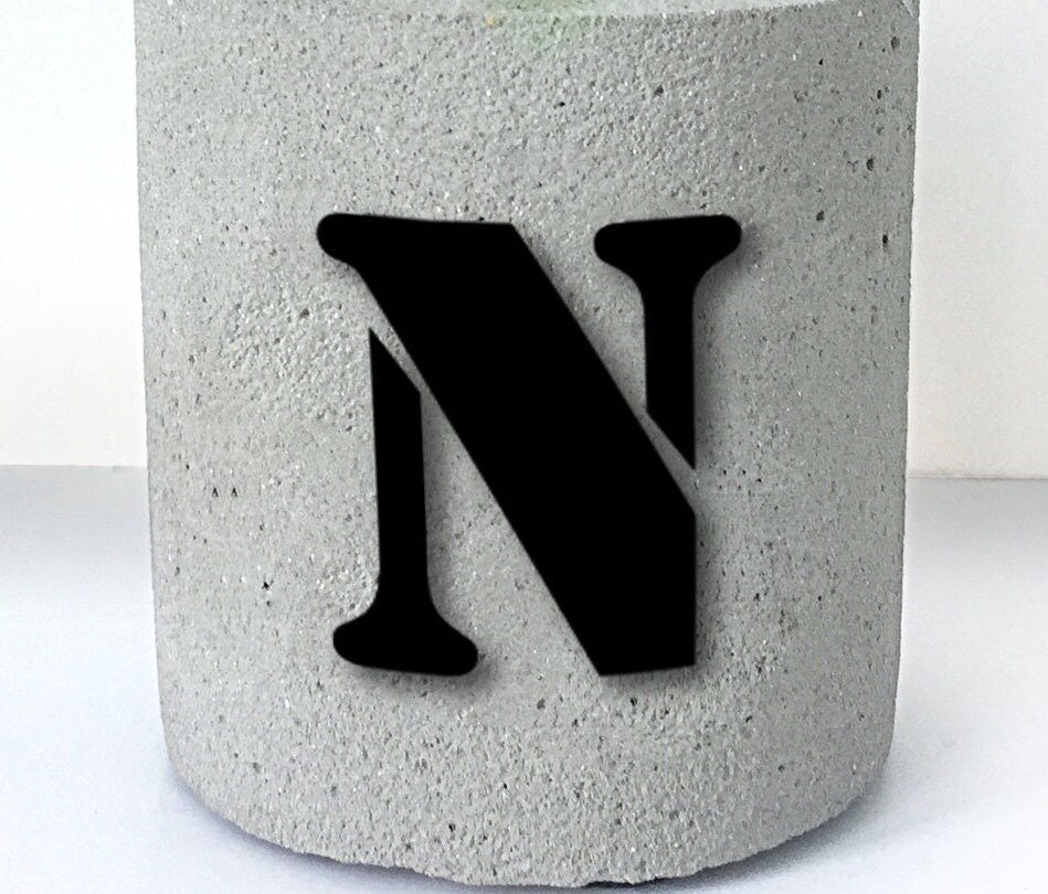 Monogram Concrete Planter: Personalized Initial Flower Pot - Etsy