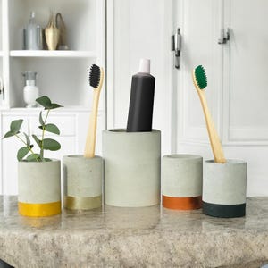 Beton Badezimmer Set, Zahnbürstenständer, Zahnpasta Halter, Beton Halter, Wohnkultur, Steingut, Badezimmerzubehör, Geschenke für Ihn