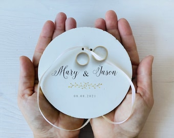 Personalized Wedding Ring Pillow, Personalized Ring Dish, Custom Wedding Bearer, Ring Holder Wedding Keepsake Customized Wedding Ring Dishes