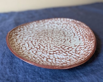 Curved Ceramic Platter / Hand-Carved Pottery