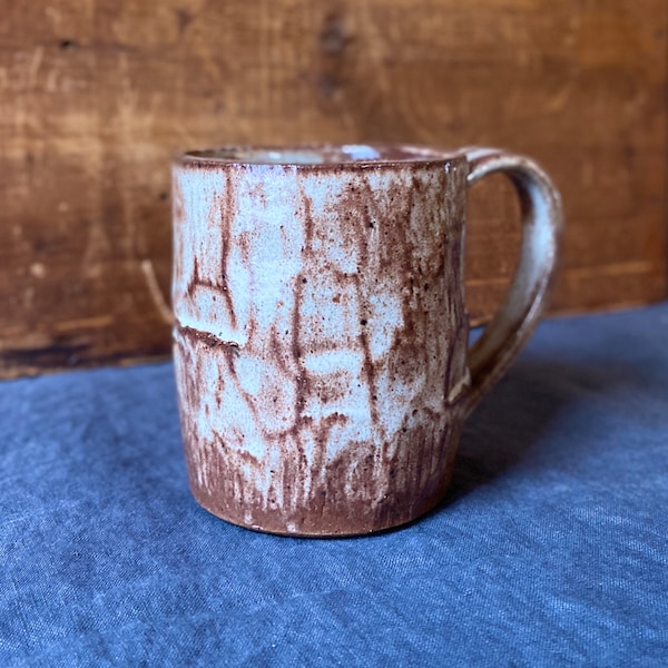 Ceramic Mug, Handmade, Wheel Thrown Pottery, Hand Carved