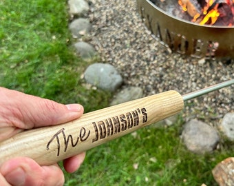 Personalized Fire Pokers - Stainless Steel - Custom Fire Pit Pokers - Custom Campfire Tools - Personalized Fire Pit Tools - Made In USA