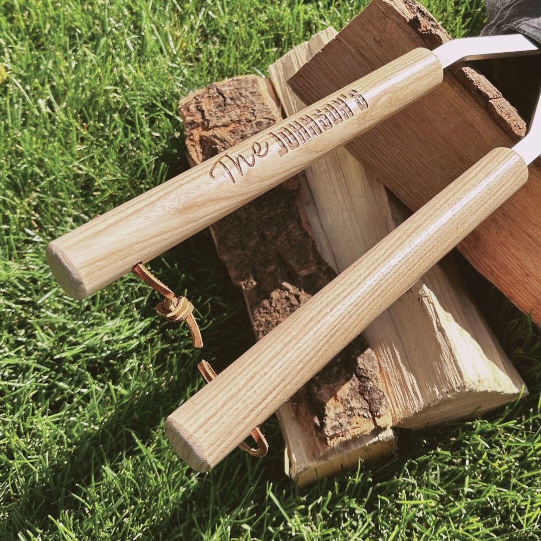 Personalized Fire Pit Tongs 42 or 36 Stainless Steel Custom Fire Tongs