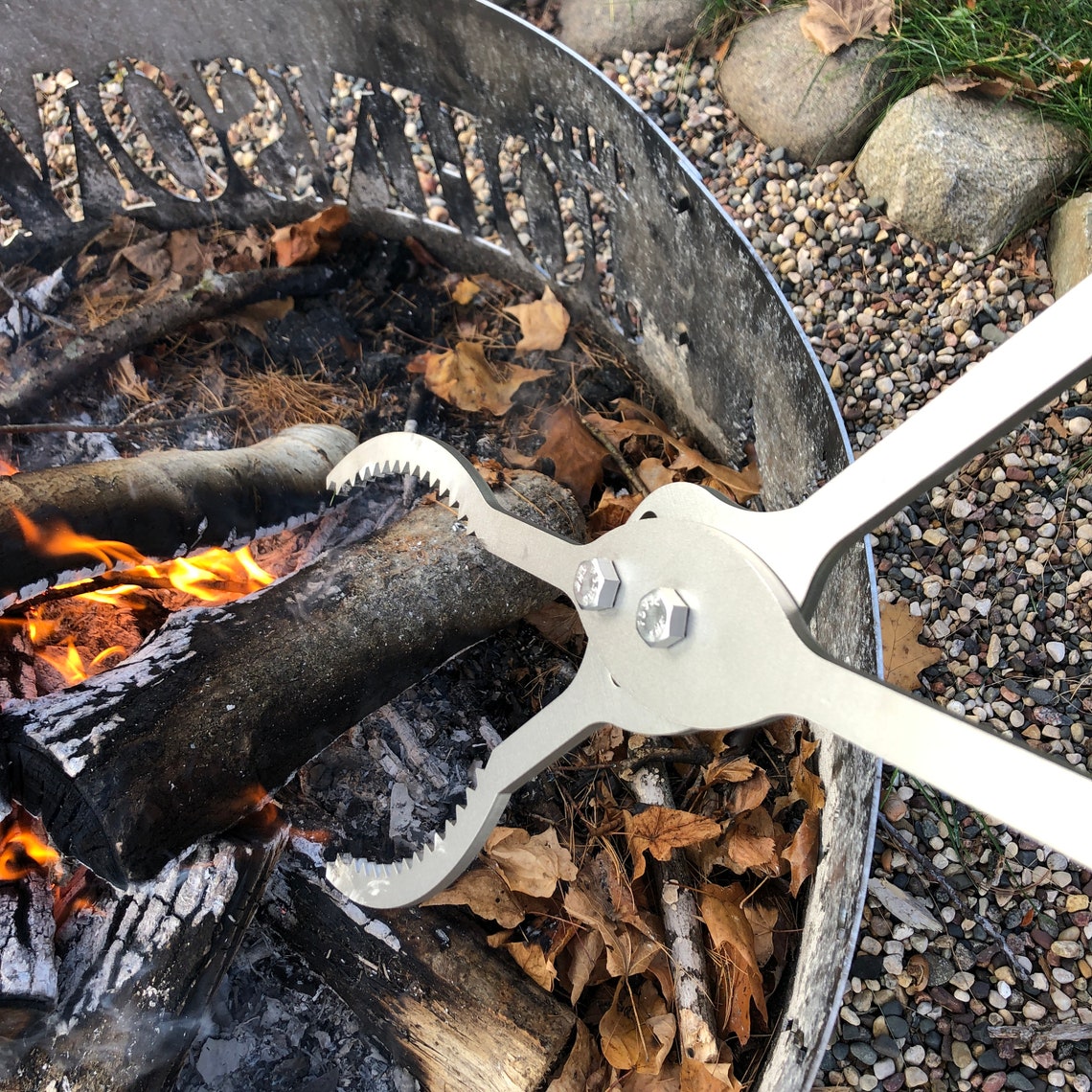 Fire Tongs Stainless Steel Campfire Tongs Log Turner Etsy