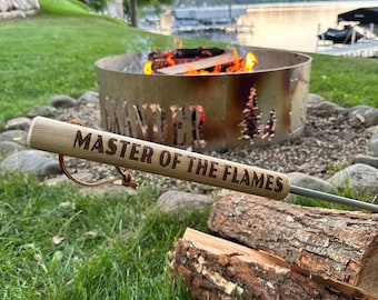 Fire Pokers with Engraved Sayings – Stainless Steel - Large Ash Handles