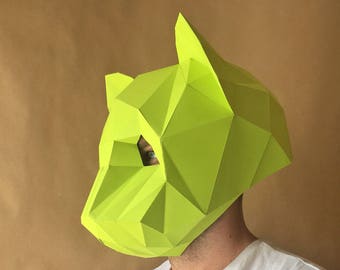 Papercraft Cat Mask, Make your own cosplay 3D Cat Mask Model, Halloween Cat Animal Head Festival Mask, PDF Paper Craft Pattern