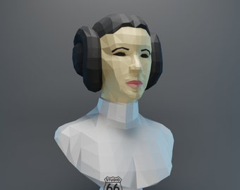 Papercraft Princess Leia, Leia Organa Papercraft Star Wars, Leia Organa Sculpture, Paper Statue, PDF Pattern, 3D papercraft, Rebel Alliance